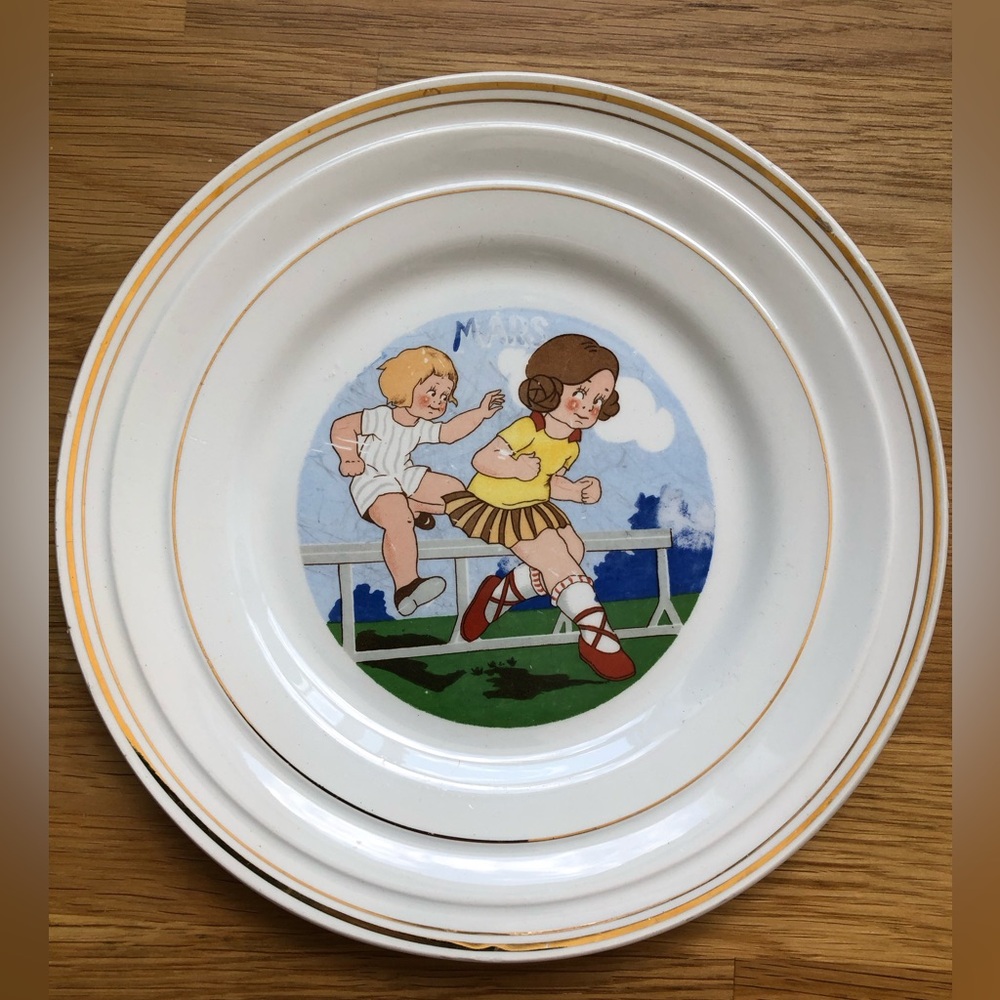 Vintage Ceranord France Semi Porcelain Dessert Plate - March Mars Sports Series
